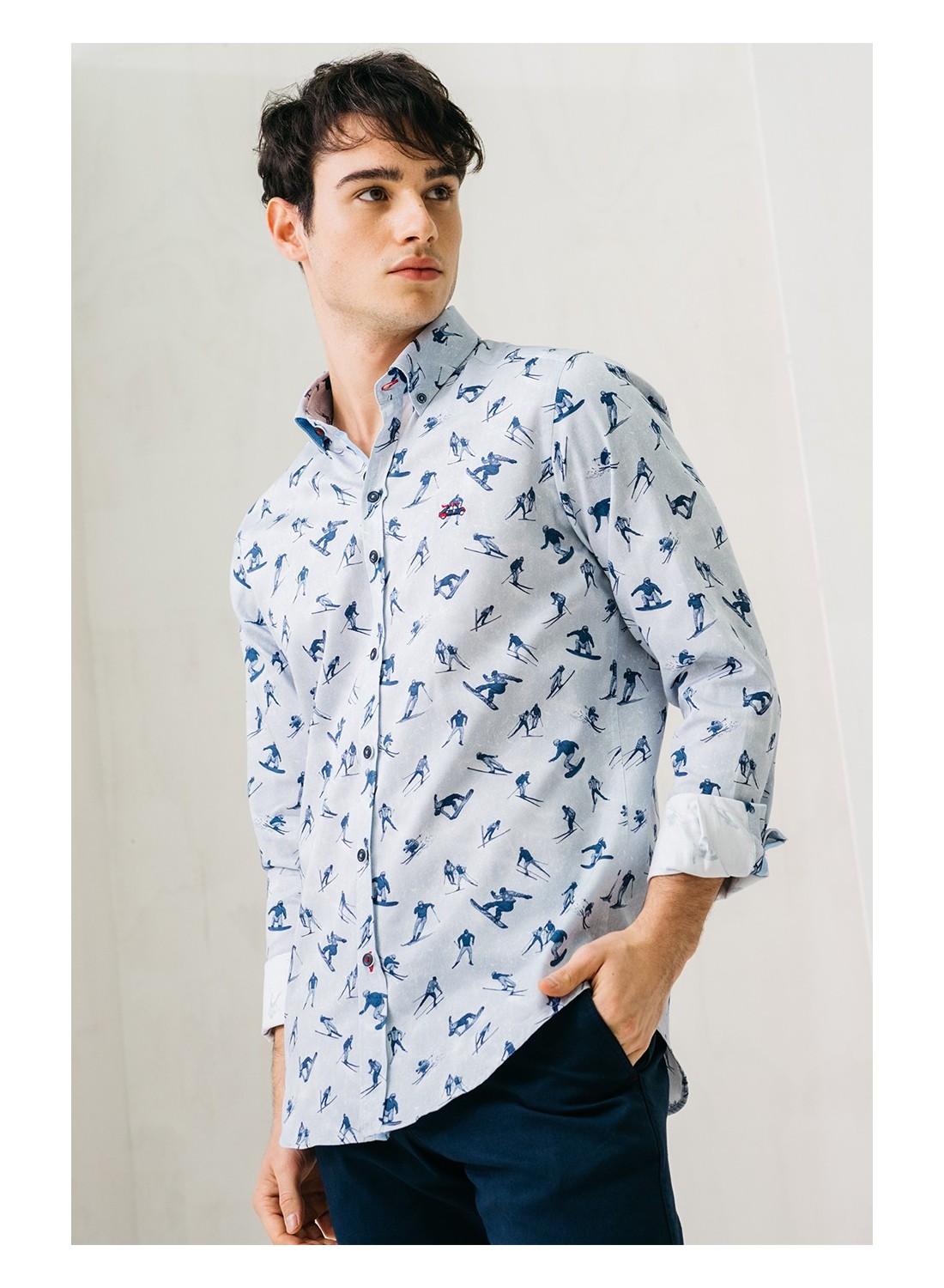 camisa hombre estampado invierno